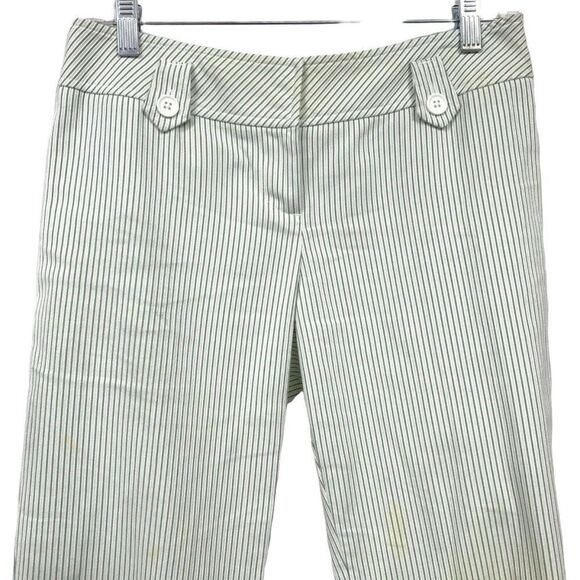 Ann Taylor Loft Pants - Ann Taylor Loft Sz 2 Marisa Cuffed Capri Pants Pinstripe White with Green